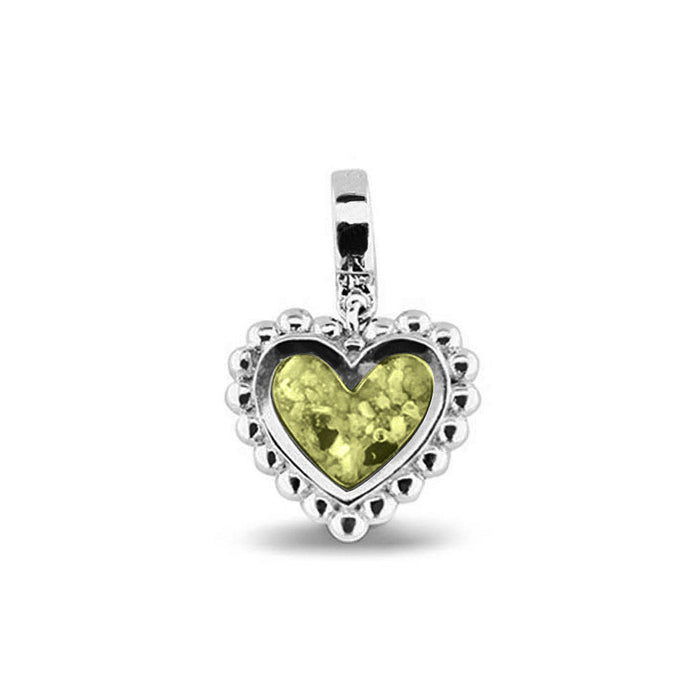 See You Memorial Ashes Silver Heart Drop Charm with Decorative Edge (809S)