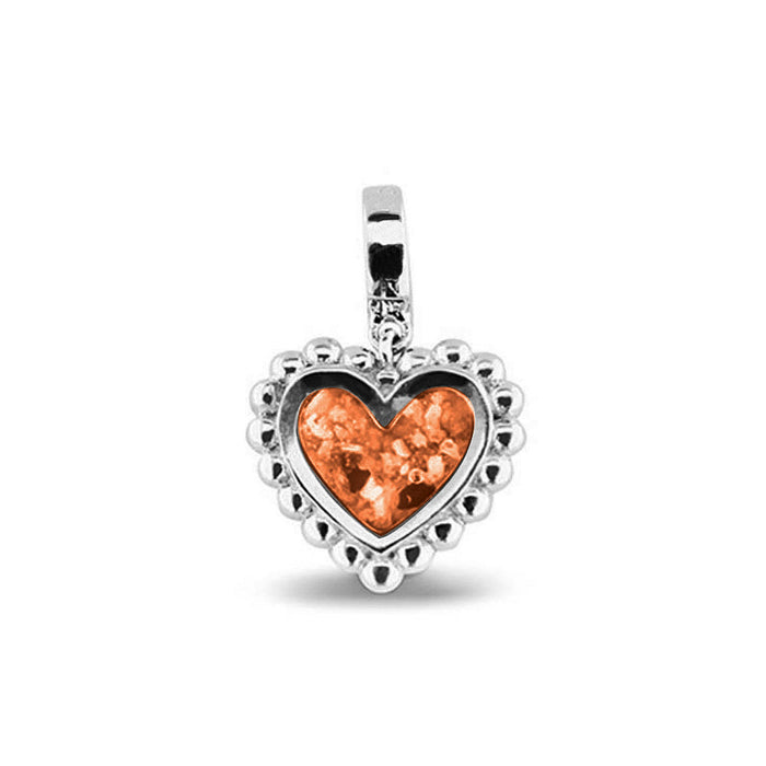 See You Memorial Ashes Silver Heart Drop Charm with Decorative Edge (809S)