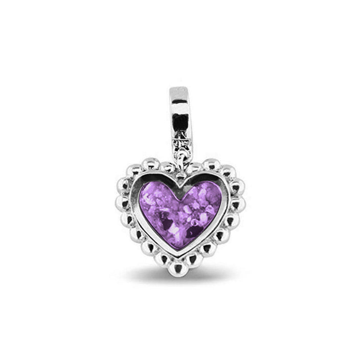 See You Memorial Ashes Silver Heart Drop Charm with Decorative Edge (809S)