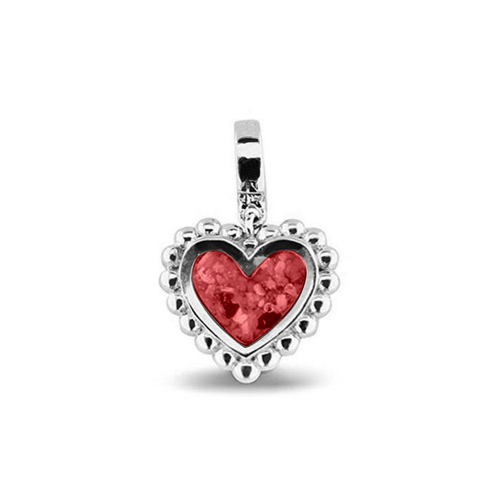 See You Memorial Ashes Silver Heart Drop Charm with Decorative Edge (809S)