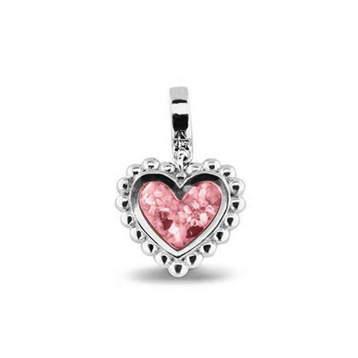 See You Memorial Ashes Silver Heart Drop Charm with Decorative Edge (809S)