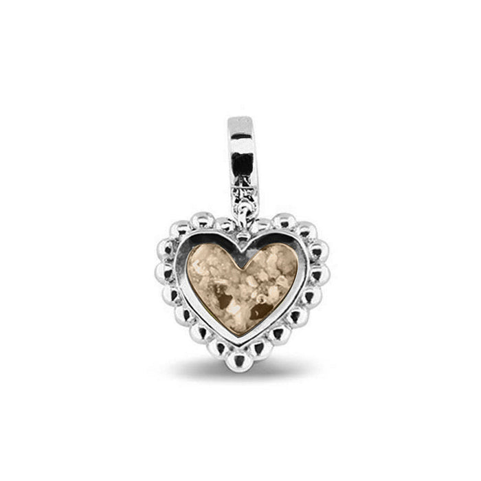 See You Memorial Ashes Silver Heart Drop Charm with Decorative Edge (809S)