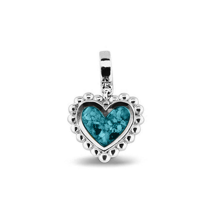 See You Memorial Ashes Silver Heart Drop Charm with Decorative Edge (809S)