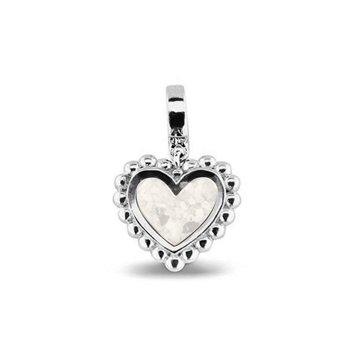 See You Memorial Ashes Silver Heart Drop Charm with Decorative Edge (809S)