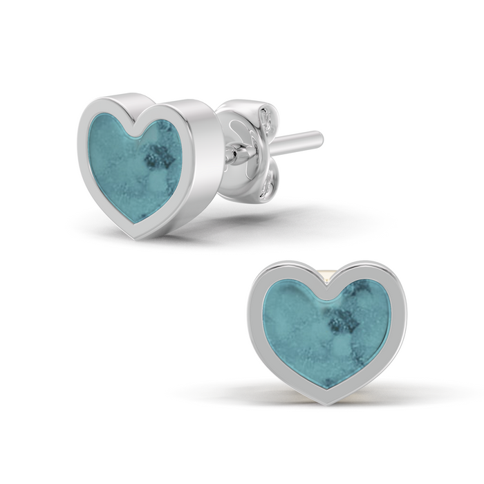 Always With Me Heart Shaped Ashes Earrings with Zircons  (AWM-E1S)