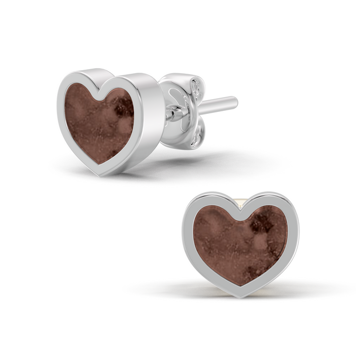 Always With Me Heart Shaped Ashes Earrings with Zircons  (AWM-E1S)