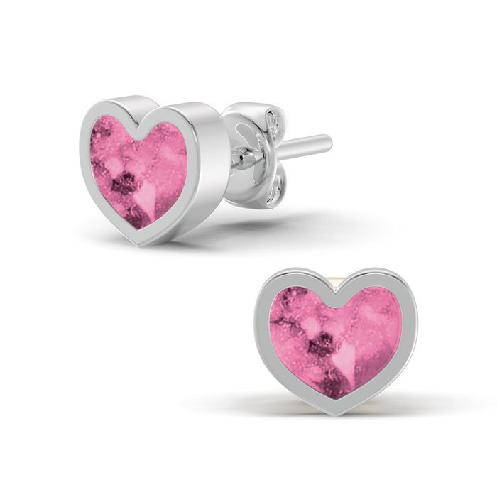 Always With Me Heart Shaped Ashes Earrings with Zircons  (AWM-E1S)