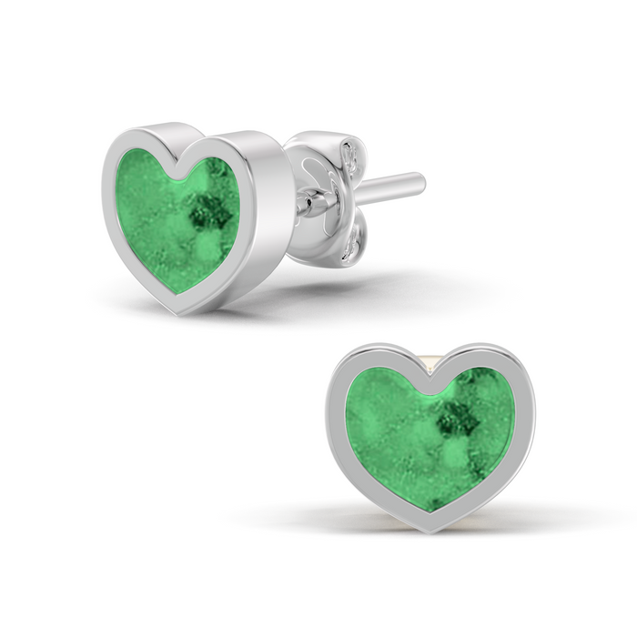 Always With Me Heart Shaped Ashes Earrings with Zircons  (AWM-E1S)
