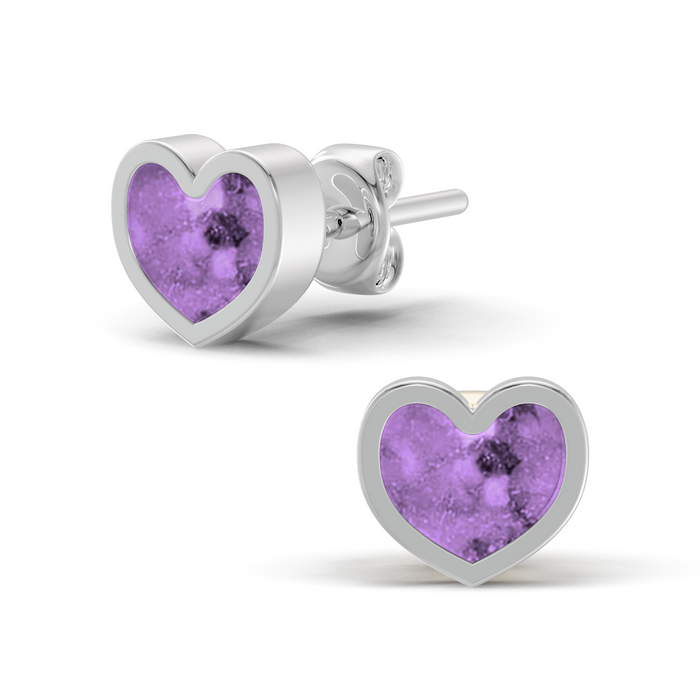 Always With Me Heart Shaped Ashes Earrings with Zircons  (AWM-E1S)