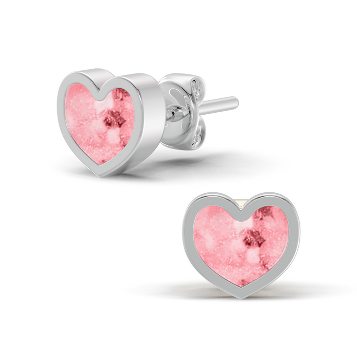 Always With Me Heart Shaped Ashes Earrings with Zircons  (AWM-E1S)