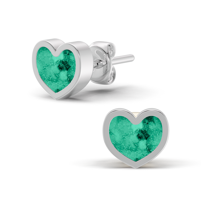 Always With Me Heart Shaped Ashes Earrings with Zircons  (AWM-E1S)