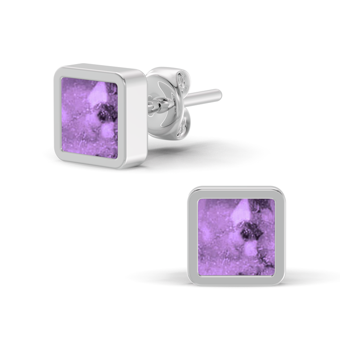 Always With Me Square Shaped Ashes Earrings (AWM-E3S)