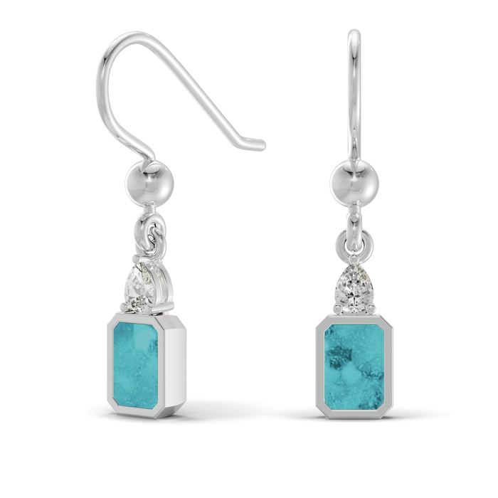 Always With Me Emerald Cut Drop Ashes Earrings with Zircons  (AWM-E6S)