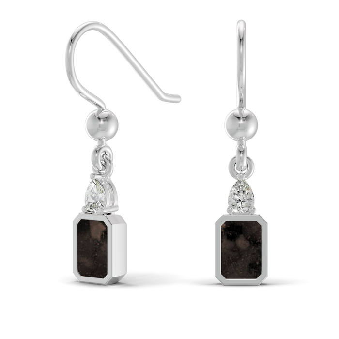 Always With Me Emerald Cut Drop Ashes Earrings with Zircons  (AWM-E6S)