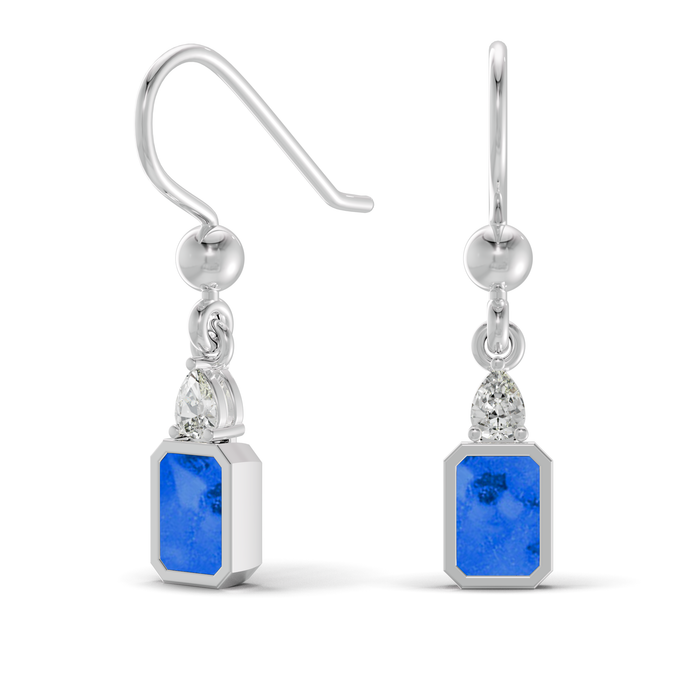 Always With Me Emerald Cut Drop Ashes Earrings with Zircons  (AWM-E6S)