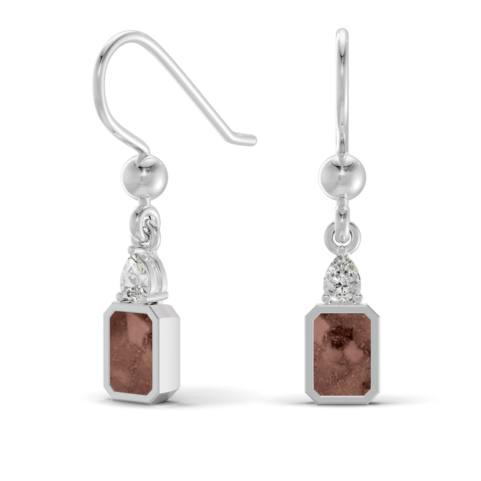 Always With Me Emerald Cut Drop Ashes Earrings with Zircons  (AWM-E6S)