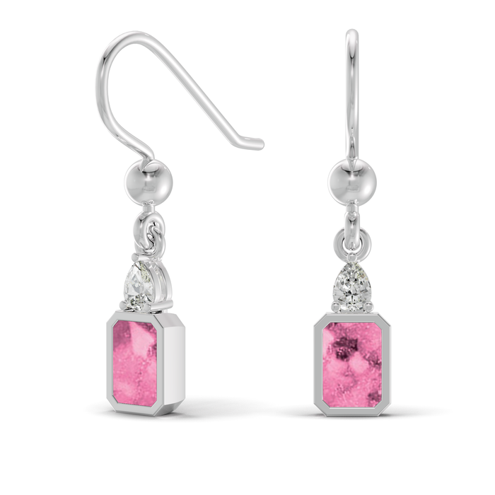 Always With Me Emerald Cut Drop Ashes Earrings with Zircons  (AWM-E6S)