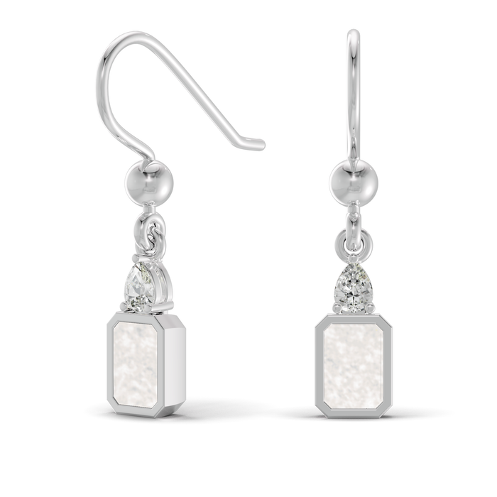 Always With Me Emerald Cut Drop Ashes Earrings with Zircons  (AWM-E6S)