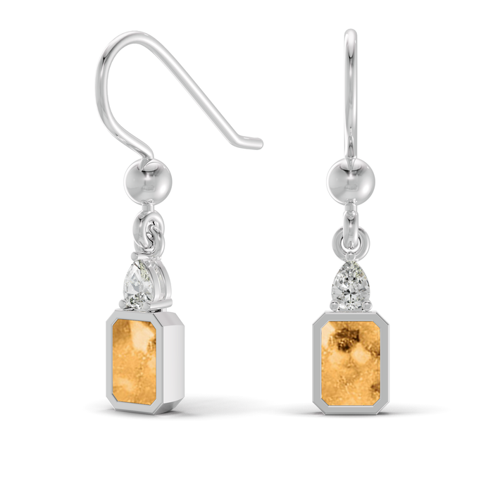 Always With Me Emerald Cut Drop Ashes Earrings with Zircons  (AWM-E6S)