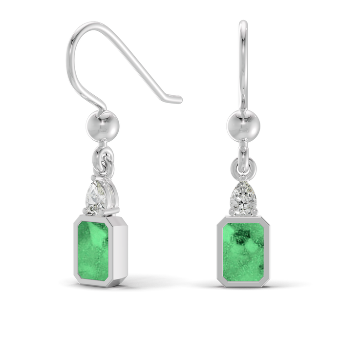 Always With Me Emerald Cut Drop Ashes Earrings with Zircons  (AWM-E6S)