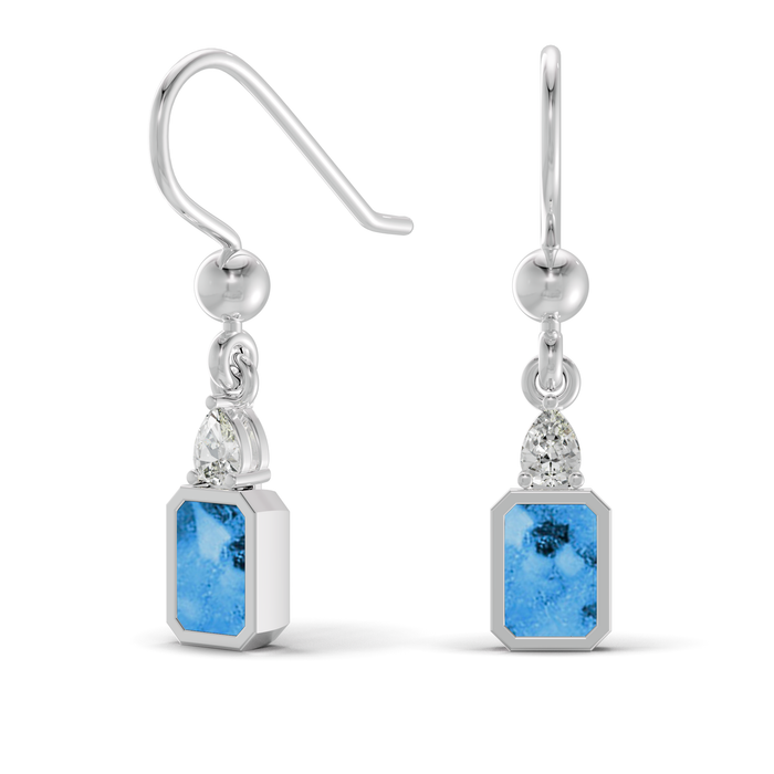 Always With Me Emerald Cut Drop Ashes Earrings with Zircons  (AWM-E6S)