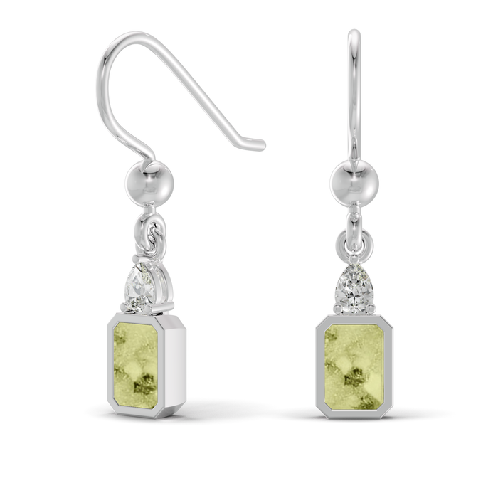 Always With Me Emerald Cut Drop Ashes Earrings with Zircons  (AWM-E6S)