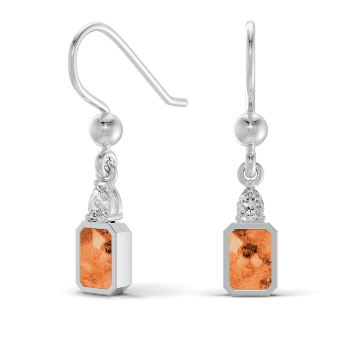 Always With Me Emerald Cut Drop Ashes Earrings with Zircons  (AWM-E6S)