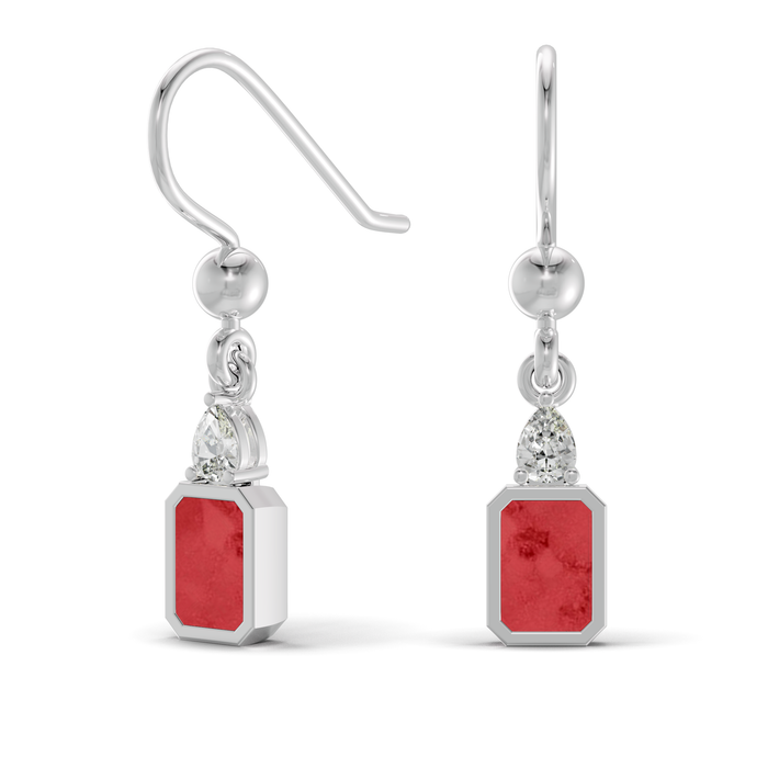 Always With Me Emerald Cut Drop Ashes Earrings with Zircons  (AWM-E6S)