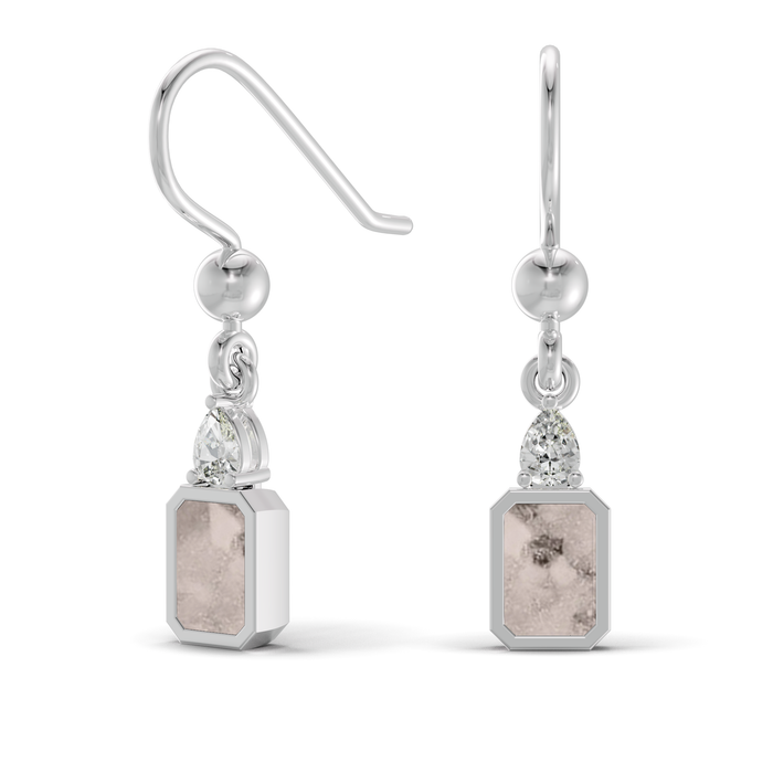 Always With Me Emerald Cut Drop Ashes Earrings with Zircons  (AWM-E6S)