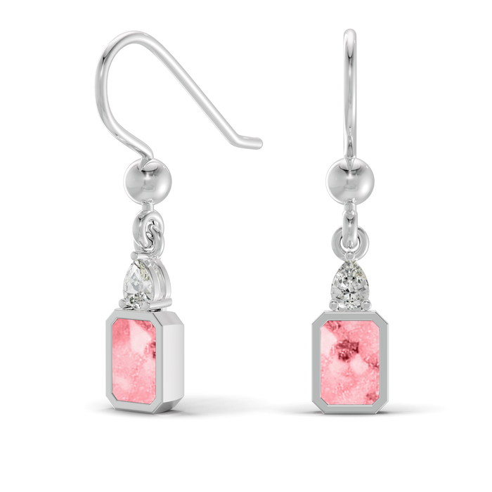 Always With Me Emerald Cut Drop Ashes Earrings with Zircons  (AWM-E6S)