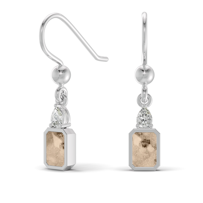 Always With Me Emerald Cut Drop Ashes Earrings with Zircons  (AWM-E6S)