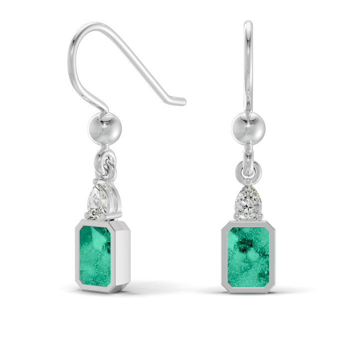 Always With Me Emerald Cut Drop Ashes Earrings with Zircons  (AWM-E6S)