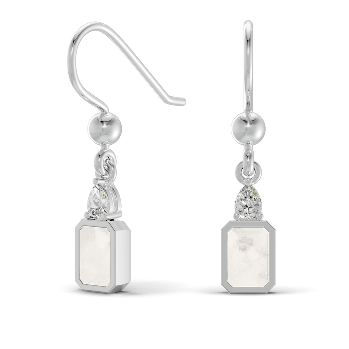 Always With Me Emerald Cut Drop Ashes Earrings with Zircons  (AWM-E6S)