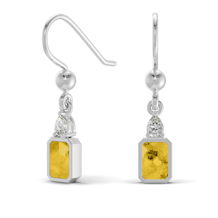 Always With Me Emerald Cut Drop Ashes Earrings with Zircons  (AWM-E6S)