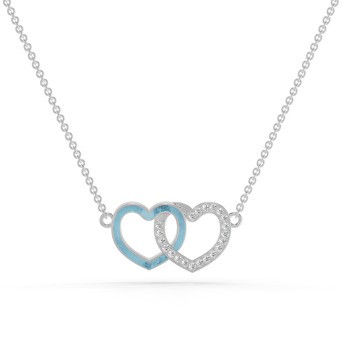 Always With Me Two Hearts Interlocking Necklace with Zircons and Chain  (AWM-N1)