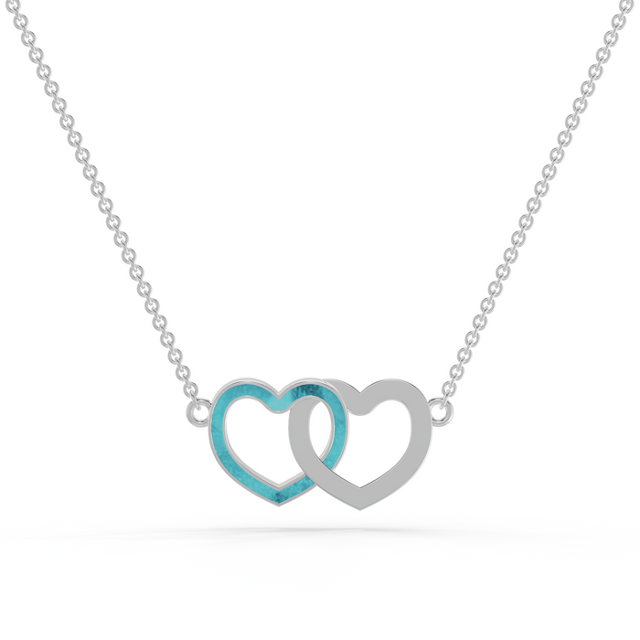 Always With Me Two Hearts Interlocking Necklace with Chain  (AWM-N2)