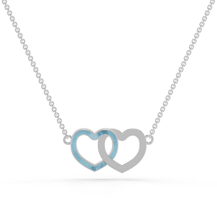 Always With Me Two Hearts Interlocking Necklace with Chain  (AWM-N2)