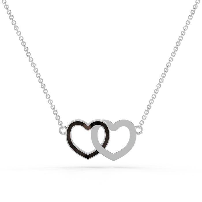 Always With Me Two Hearts Interlocking Necklace with Chain  (AWM-N2)