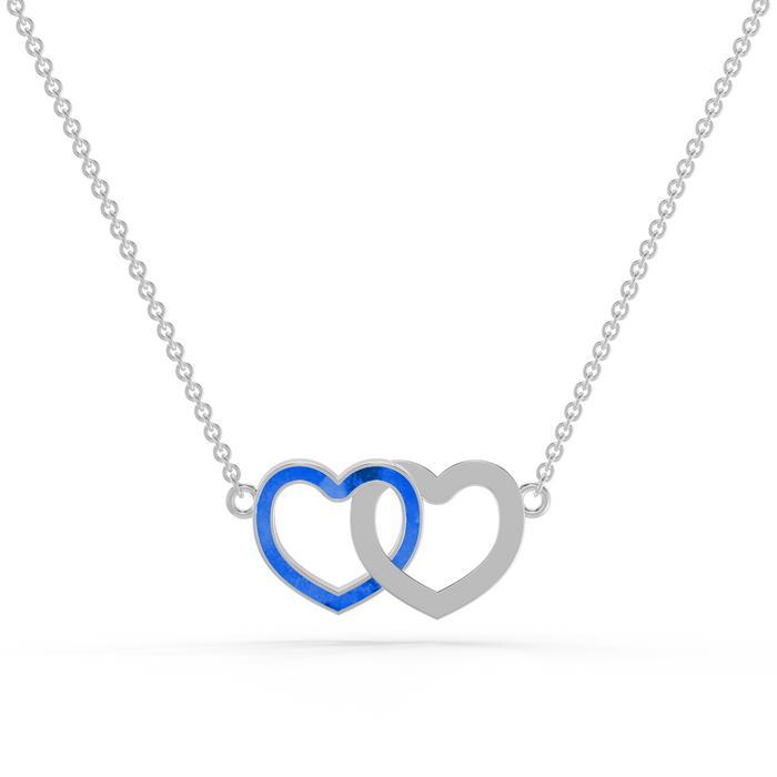Always With Me Two Hearts Interlocking Necklace with Chain  (AWM-N2)