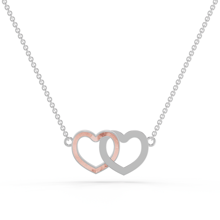 Always With Me Two Hearts Interlocking Necklace with Chain  (AWM-N2)