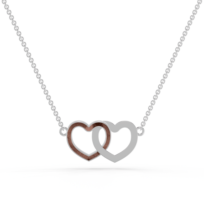 Always With Me Two Hearts Interlocking Necklace with Chain  (AWM-N2)