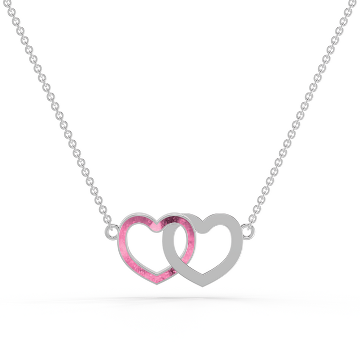 Always With Me Two Hearts Interlocking Necklace with Chain  (AWM-N2)