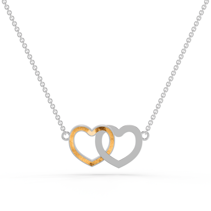 Always With Me Two Hearts Interlocking Necklace with Chain  (AWM-N2)