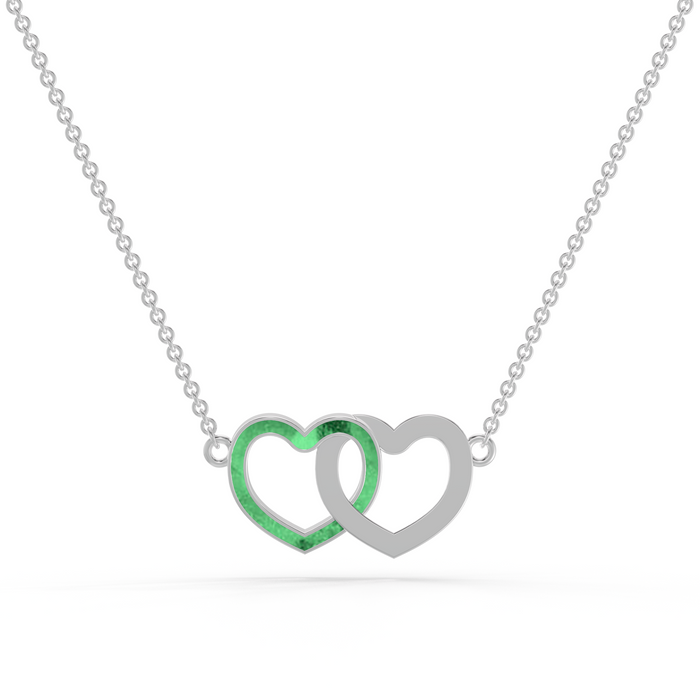Always With Me Two Hearts Interlocking Necklace with Chain  (AWM-N2)