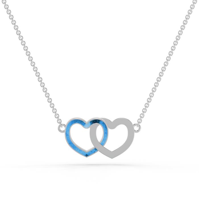 Always With Me Two Hearts Interlocking Necklace with Chain  (AWM-N2)