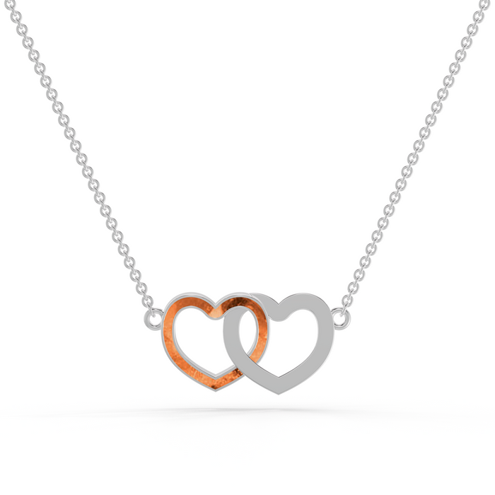 Always With Me Two Hearts Interlocking Necklace with Chain  (AWM-N2)