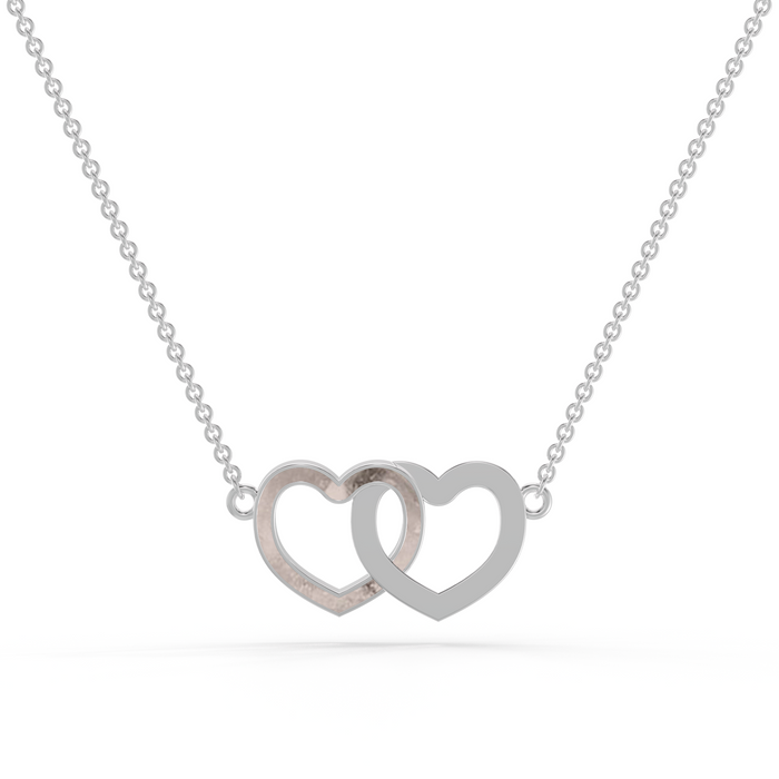 Always With Me Two Hearts Interlocking Necklace with Chain  (AWM-N2)