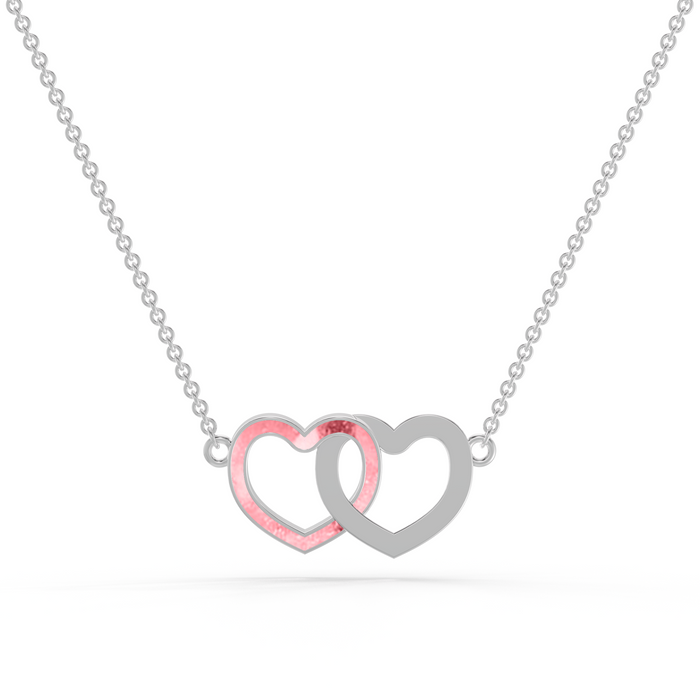 Always With Me Two Hearts Interlocking Necklace with Chain  (AWM-N2)