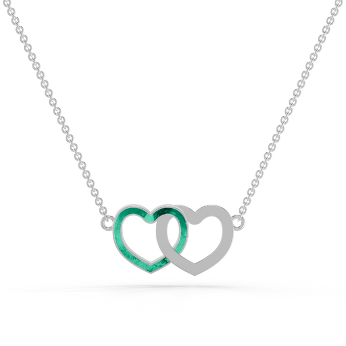 Always With Me Two Hearts Interlocking Necklace with Chain  (AWM-N2)