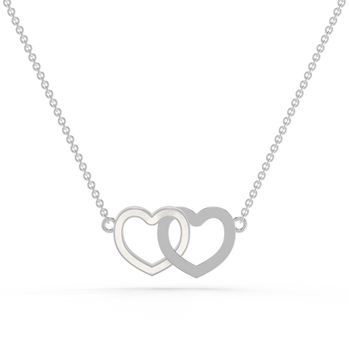 Always With Me Two Hearts Interlocking Necklace with Chain  (AWM-N2)